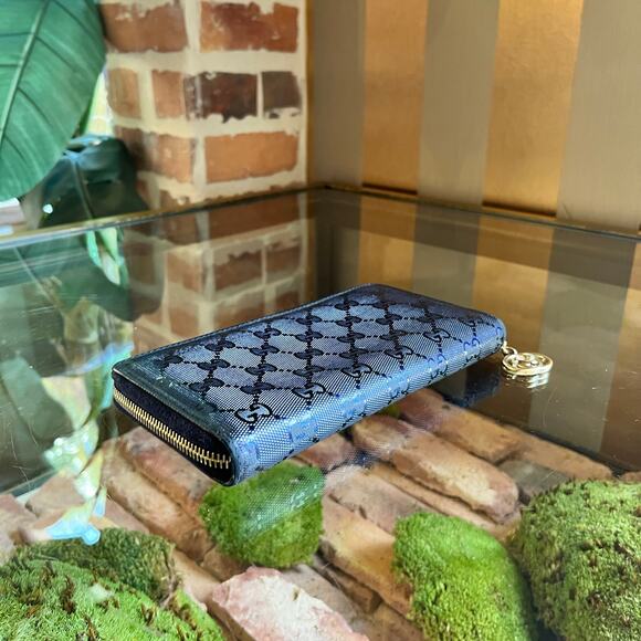 GUCCI GG Imprime Wallet Blue Canvas Wallet - Picture 3 of 13